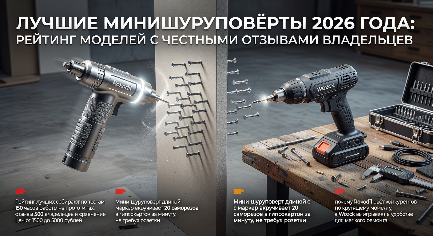 Лучшие мини-шуруповёрты 2026 года: рейтинг моделей с честными отзывами владельцев