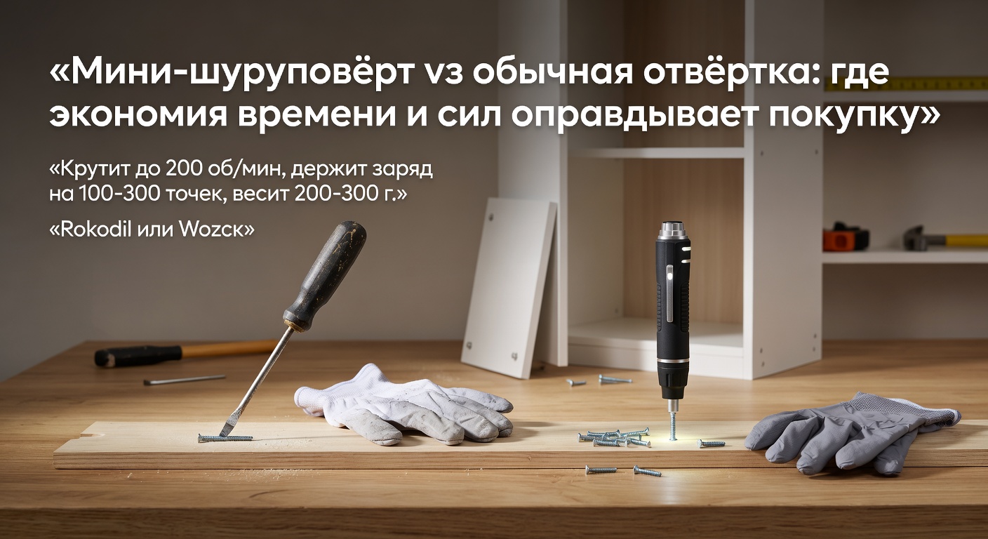 Мини-шуруповёрт vs обычная отвёртка: где экономия времени и сил оправдывает покупку