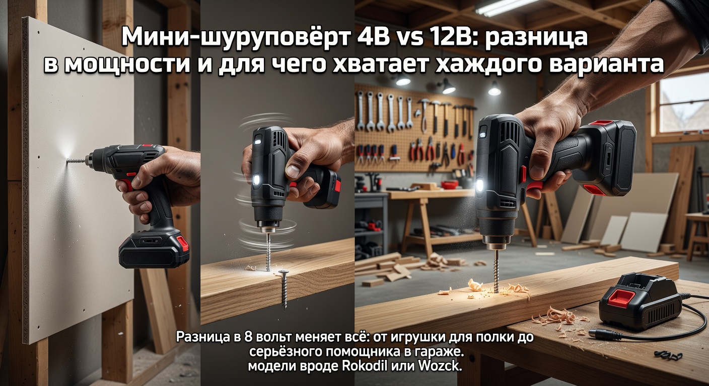 Мини-шуруповёрт 4В vs 12В: разница в мощности и для чего хватает каждого варианта